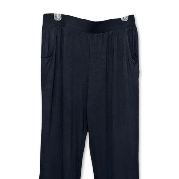 Blis Pants High Rise Pull On Cropped Length Stretch Yoga Black Women's US L NWOT - Picture 2 of 7